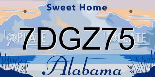 7DGZ75 Alabama License Plate