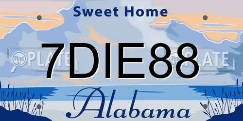 7DIE88 Alabama License Plate