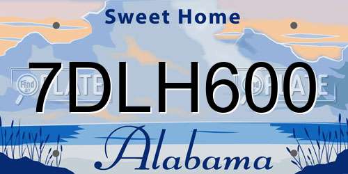 7DLH600 Alabama License Plate