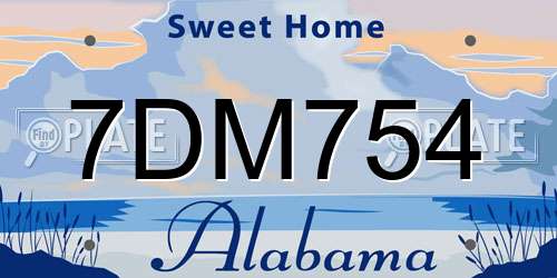 7DM754 Alabama License Plate
