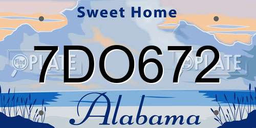 7DO672 Alabama License Plate