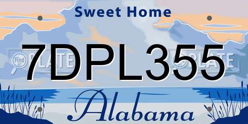 7DPL355 Alabama License Plate
