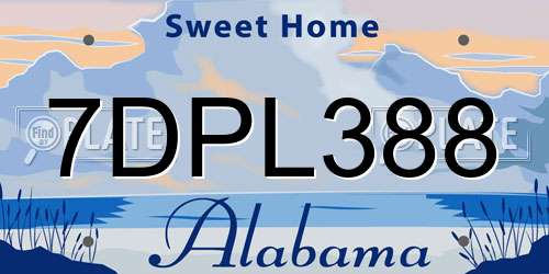 7DPL388 Alabama License Plate