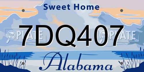 7DQ407 Alabama License Plate