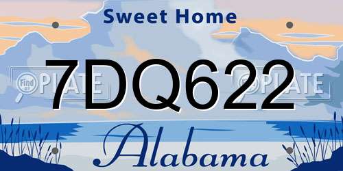 7DQ622 Alabama License Plate