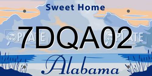 7DQA02 Alabama License Plate