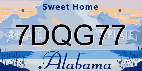 7DQG77 Alabama License Plate