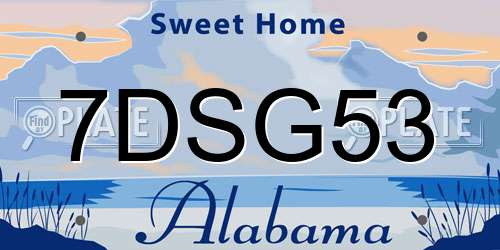 7DSG53 Alabama License Plate
