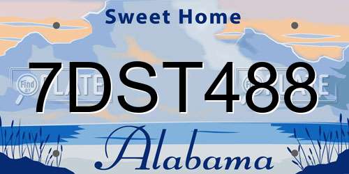 7DST488 Alabama License Plate