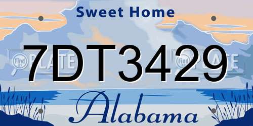 7DT3429 Alabama License Plate
