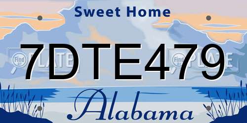 7DTE479 Alabama License Plate