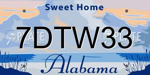 7DTW33 Alabama License Plate
