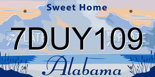 7DUY109 Alabama License Plate