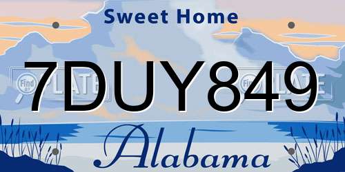 7DUY849 Alabama License Plate