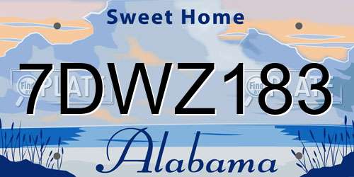 7DWZ183 Alabama License Plate