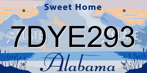 7DYE293 Alabama License Plate