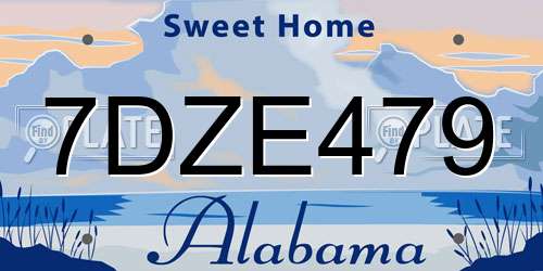 7DZE479 Alabama License Plate