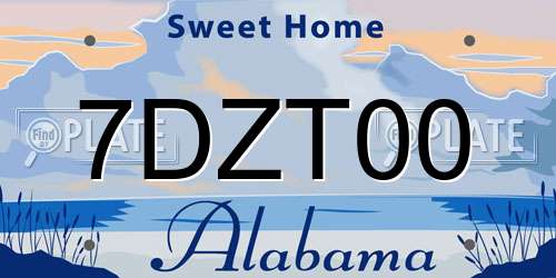 7DZT00 Alabama License Plate