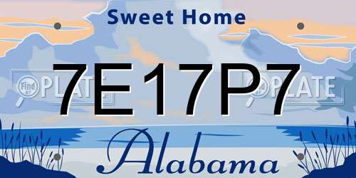 7E17P7 Alabama License Plate