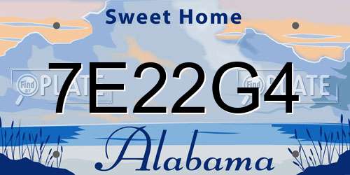 7E22G4 Alabama License Plate
