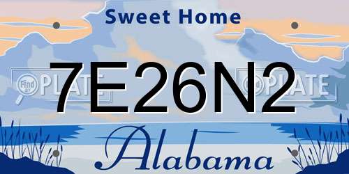 7E26N2 Alabama License Plate