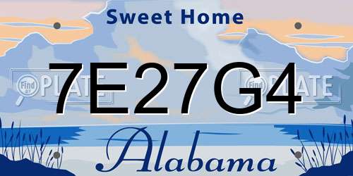 7E27G4 Alabama License Plate