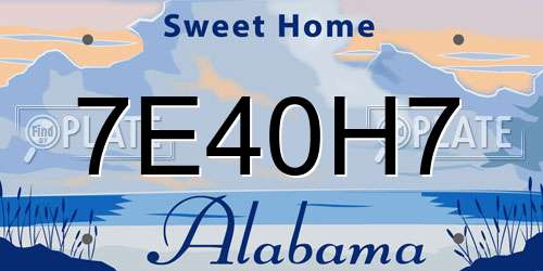 7E40H7 Alabama License Plate