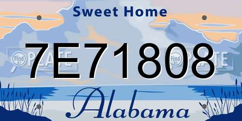 7E71808 Alabama License Plate
