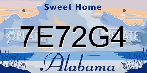 7E72G4 Alabama License Plate