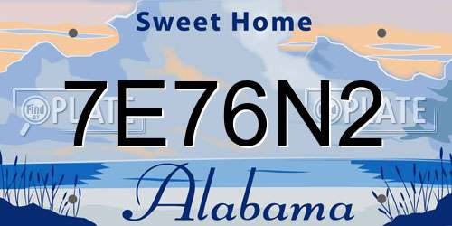 7E76N2 Alabama License Plate