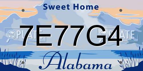 7E77G4 Alabama License Plate