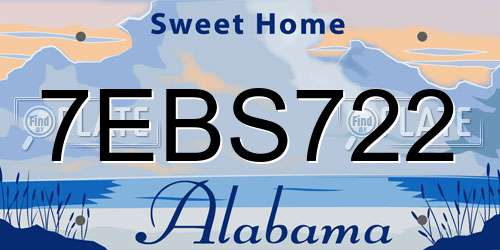 7EBS722 Alabama License Plate