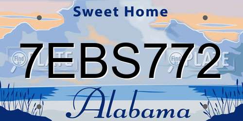 7EBS772 Alabama License Plate