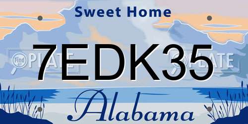 7EDK35 Alabama License Plate