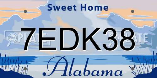 7EDK38 Alabama License Plate