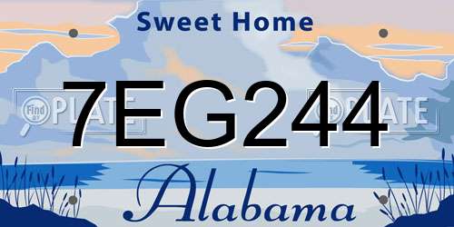 7EG244 Alabama License Plate