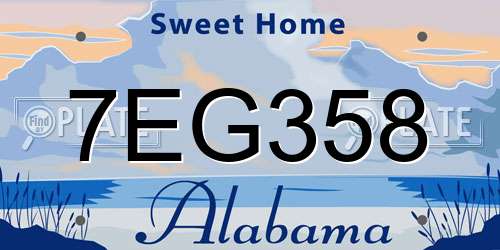 7EG358 Alabama License Plate