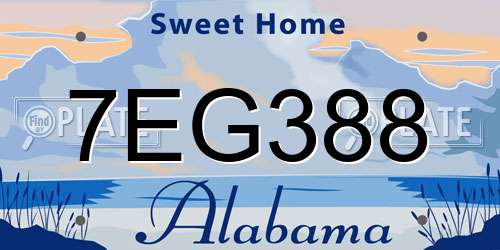 7EG388 Alabama License Plate