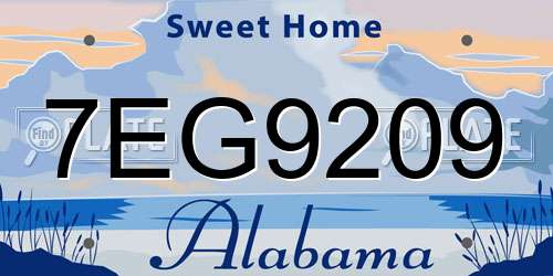 7EG9209 Alabama License Plate