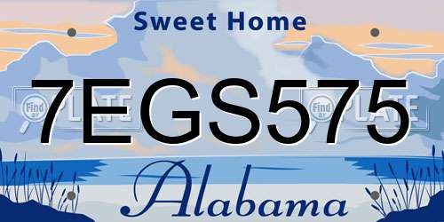 7EGS575 Alabama License Plate