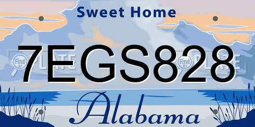 7EGS828 Alabama License Plate