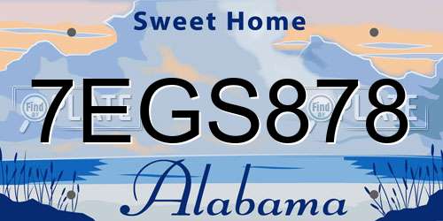 7EGS878 Alabama License Plate