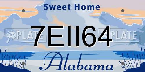7EII64 Alabama License Plate