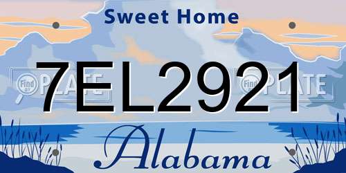 7EL2921 Alabama License Plate