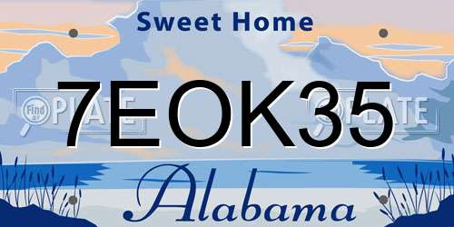 7EOK35 Alabama License Plate