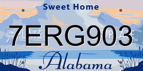7ERG903 Alabama License Plate