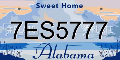 7ES5777 Alabama License Plate