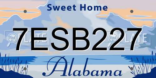 7ESB227 Alabama License Plate