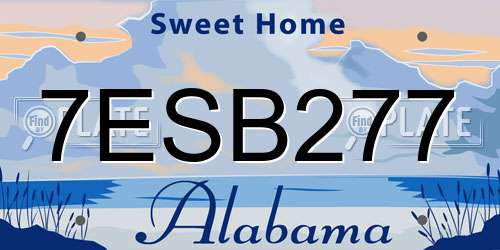 7ESB277 Alabama License Plate
