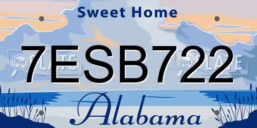 7ESB722 Alabama License Plate